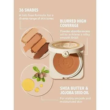 SHEGLAM SKin-Focus Full Coverage Powder Foundation Oil-Control Lightweight Face Pressed Powder Makeup-Porcelain