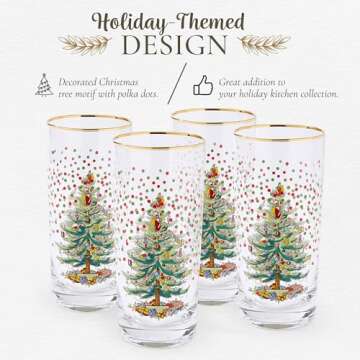 Spode Christmas Tree Highball Glasses Set - Elegant Holiday Barware