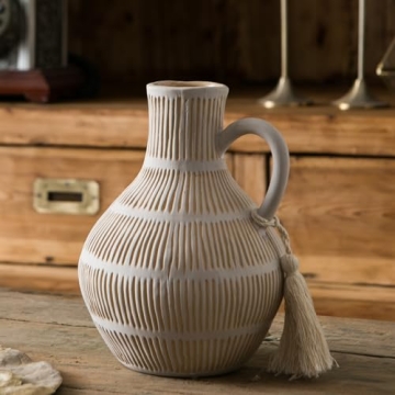 Mowtanco Rustic Ceramic Vase for Home Decor – 8" Tall, Decorate with Style!