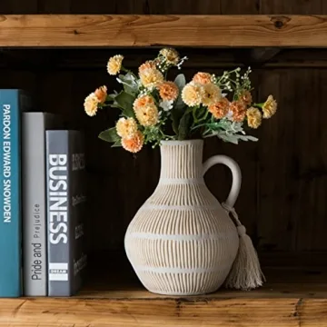 Mowtanco Rustic Ceramic Vase 8" Tall for Home Decor