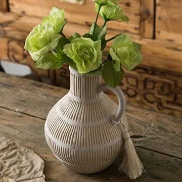 Mowtanco Rustic Ceramic Vase 8" Tall for Home Decor
