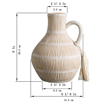 Mowtanco Rustic Ceramic Vase 8" Tall for Home Decor
