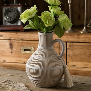Mowtanco Rustic Ceramic Vase 8" Tall for Home Decor