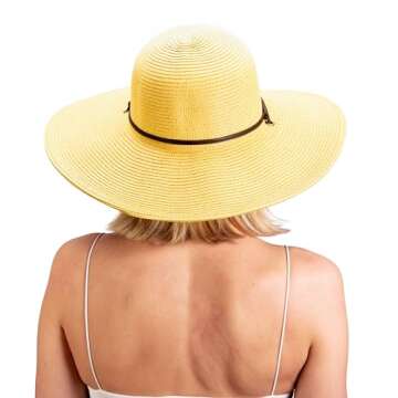 Sloggers Women's Wide Brim Braided Sun Hat with Wind Lanyard - UPF 50+ Maximum Sun Protection Light Brown