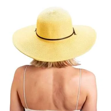 Sloggers Women's Wide Brim Braided Sun Hat with Wind Lanyard - UPF 50+ Maximum Sun Protection Light Brown