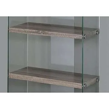 Monarch Specialties Bookcase - 5-Shelf Etagere Bookcase - Contemporary Look with Tempered Glass Frame Bookshelf - 60"H (Dark Taupe)