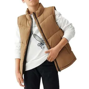 Meikulo Boys Zip Up Puffer Vest Kids Stand Collar Quilted Gilet Sleeveless Jackets Outwear with Pockets