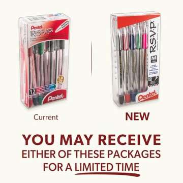 Pentel RSVP Ballpoint Pen, (1.0mm), Medium Line, Mixed Colors (BK91PC12M) (Pack of 1, 12 Count Total)