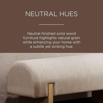 Maven Lane Juno Modern Wooden Upholstered Bench, Padded Seat for Kitchin Dining Room Table, Entryway Accent, or Window Seating, Refined Natural Finish