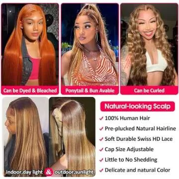 Stylish 26-Inch Ombre Human Hair Wig for Women