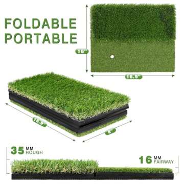 BIRDIEBLAST Premium Dual-Turf Golf Hitting Mat, 10mm Foam Padding with Rubber Backing Golf Mat, Golf Practice Mat for Indoor and Outdoor Training (1)