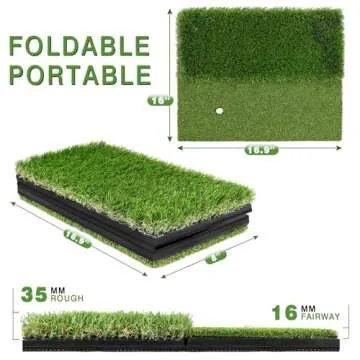 BIRDIEBLAST Premium Dual-Turf Golf Hitting Mat, 10mm Foam Padding with Rubber Backing Golf Mat, Golf Practice Mat for Indoor and Outdoor Training (1)