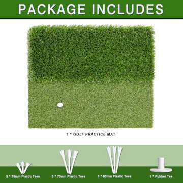 BIRDIEBLAST Premium Dual-Turf Golf Hitting Mat, 10mm Foam Padding with Rubber Backing Golf Mat, Golf Practice Mat for Indoor and Outdoor Training (1)