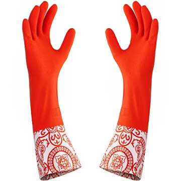 DecorRack 1 Pair Household Cleaning Gloves, Reusable Medium-Sized Multi-Purpose Gloves, Random Color