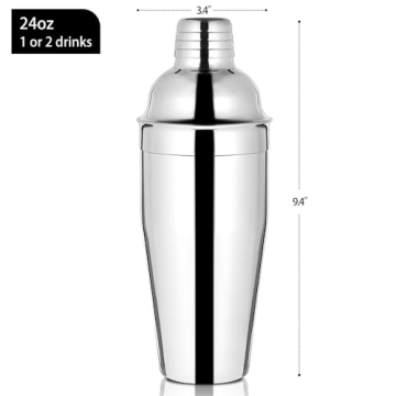 Etens Bar Cocktail Shaker, 24 oz Martini Shaker Drink Mixer with Built-In Strainer for Bartending – Stainless Steel Bartender Shakers for Mixed Drinks Margarita Alcohol Liquor Barware Tools