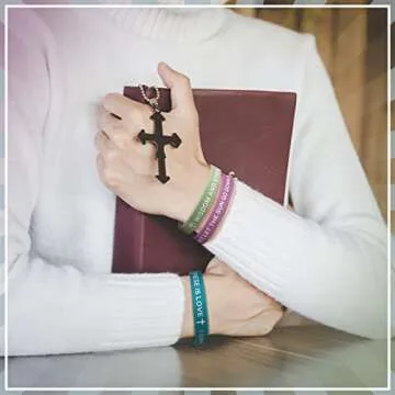 Minatee 60 Pcs Motivational Bible Verse Silicone Bracelets