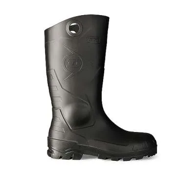 DUNLOP Protective Footwear, Chesapeake Steel Toe, 100% Waterproof, Lightweight, Industrial and Construction PVC Boots, Slip Resistant, 8677677.11, Size 11 US, Black