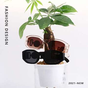 KUGUAOK Irregular Rectangle Sunglasses Women Trendy Design UV Protection Small Sun Glasses