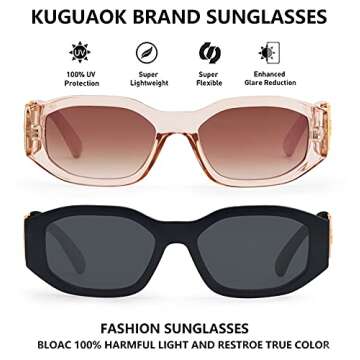 KUGUAOK Irregular Rectangle Sunglasses Women Trendy Design UV Protection Small Sun Glasses