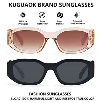 KUGUAOK Irregular Rectangle Sunglasses Women Trendy Design UV Protection Small Sun Glasses