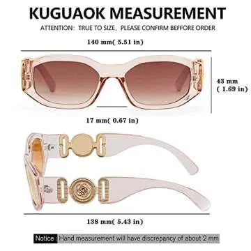KUGUAOK Irregular Rectangle Sunglasses Women Trendy Design UV Protection Small Sun Glasses