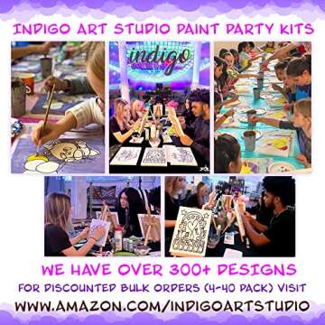 Indigo Art Studio Pre Drawn Canvas Painting for Adults Kids| Stretched & Stenciled | Art Activity | Roller Skates Coloring | DIY Birthday Gift & Adult Sip and Paint With Twist Party (8x10 Inches)