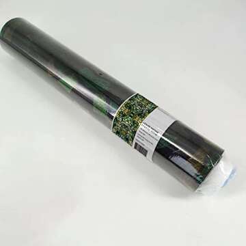 funlife Stained Glass Window Film, Double-Sided Thickened Static Cling, Non-Adhesive Glass Window Decals Decor for Door Window, 17.7"x118", Green Glass Mosaic