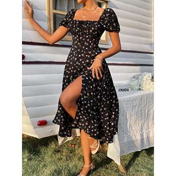 SheIn Floral Split Thigh A-Line Dress for Women