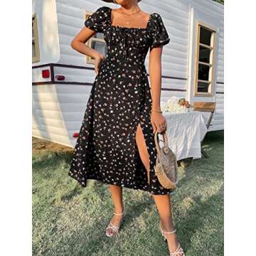 SheIn Floral Split Thigh A-Line Dress for Women