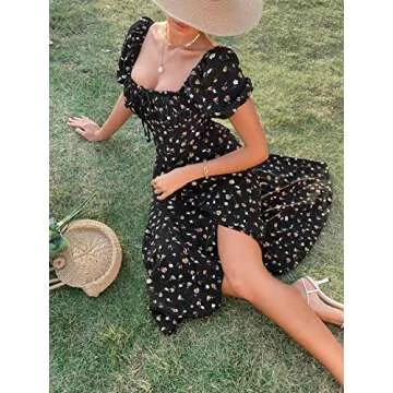 SheIn Floral Split Thigh A-Line Dress for Women