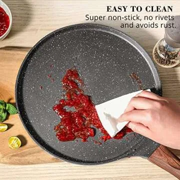 SENSARTE Nonstick Crepe Pan, Swiss Granite Coating Dosa Pan Pancake Flat Skillet Tawa Griddle 12-Inch with Stay-Cool Handle, Induction Compatible, PFOA Free