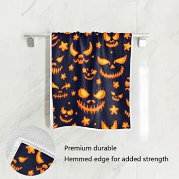 Halloween Pumpkin Hand Bath Towel Shower Towels Black Fingertip Bathroom Towel Kitchen Dish Guest To...