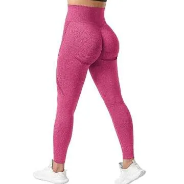 YEOREO Women Seamless Workout Leggings Gym High Waist Smile Contour Yoga Pants Carmine