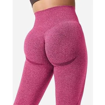 YEOREO Women Seamless Workout Leggings Gym High Waist Smile Contour Yoga Pants Carmine