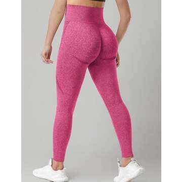 YEOREO Women Seamless Workout Leggings Gym High Waist Smile Contour Yoga Pants Carmine