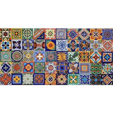 50 Hand Painted Talavera Mexican Tiles 4x4 Spanish Mediterranean