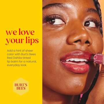 Burt's Bees Lip Tint Balm Valentines Day Gifts with Long Lasting 2 in 1 Duo Tinted Balm Formula, Color Infused with Hydrating Shea Butter for a Natural Buildable Finish, Fiery Red Dahlia (2-Pack)