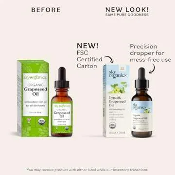 Sky Organics Organic Grapeseed Oil, Skin Smoothing Oil for Healthy Skin Tone, 100% Pure & Cold-Press...