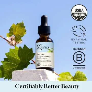 Sky Organics Grapeseed Oil: Pure & Cold-Pressed Skin Oil