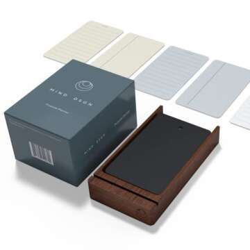 Undated Daily Planner To Do List Notepads and Walnut Stand - 120 Checklist Cards, 10 Goal Cards - Pe...