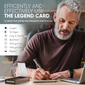 Undated Daily Planner To Do List Notepads and Walnut Stand - 120 Checklist Cards, 10 Goal Cards - Perfect Note Pads for Work Desk or School - ADHD Office Accessories - Productivity Task Analog