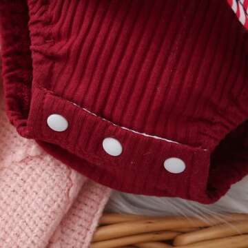 Valentine Baby Girl Outfit Heart Print Ribbed Long Sleeve Newborn Valentines day Romper Dress Headband Set