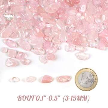 JOHOUSE Rose Quartz Crystals, Pink Pebble Rose Quartz Chips Tumbled Pink Crystal Stone Irregular Sha...
