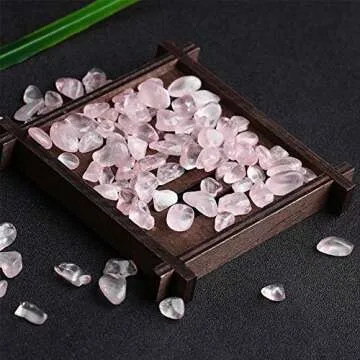JOHOUSE Rose Quartz Crystals, Pink Pebble Rose Quartz Chips Tumbled Pink Crystal Stone Irregular Shaped Stones for Fish Tank Vase Filler Decorations, 1 Pounds(Approx 800)