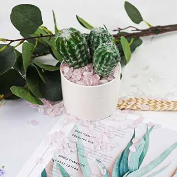 JOHOUSE Rose Quartz Crystals, Pink Pebble Rose Quartz Chips Tumbled Pink Crystal Stone Irregular Shaped Stones for Fish Tank Vase Filler Decorations, 1 Pounds(Approx 800)