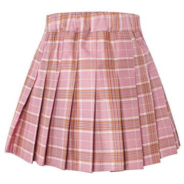 SANGTREE Pink Plaid A-Line Skirt for School & Cosplay