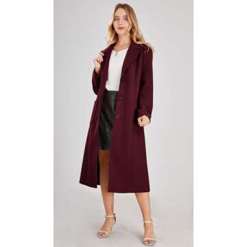 Chouyatou Women's Stylish Mid-Long Wool Blend Coat
