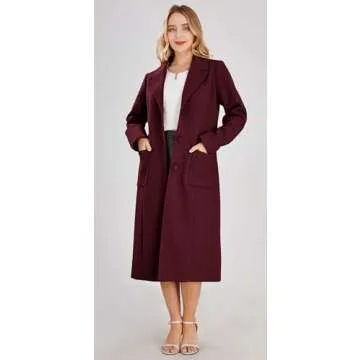 Chouyatou Women's Stylish Mid-Long Wool Blend Coat