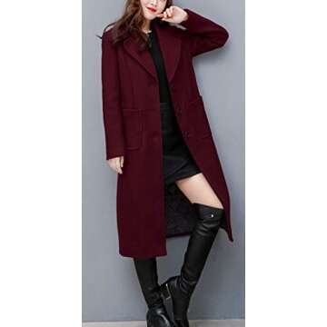 Chouyatou Women's Stylish Mid-Long Wool Blend Coat