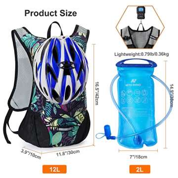 Lightweight Hydration Backpack, Running Backpack with 2L Water Bladder, Hydro Water Daypack for Cycling Hiking Rave for Men Women